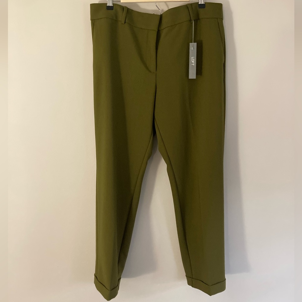 NWT Olive Green Slim Loft Pants size 14